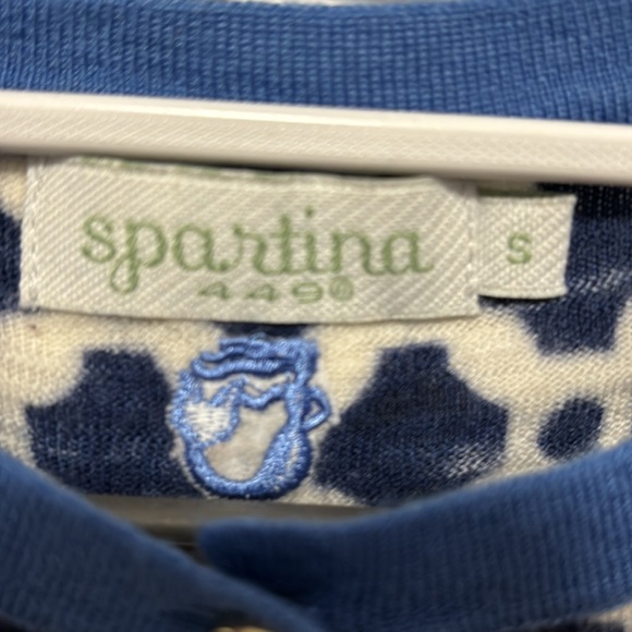 Spartina 449 sweater, size S, merino wool, lightweight, navy blue & cream color - Picture 2 of 7